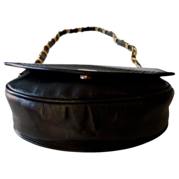 RARE Vintage Revillon French Half-Moon/Saddlebag Quilted Leather Antique Handbag - Picture 5 of 8